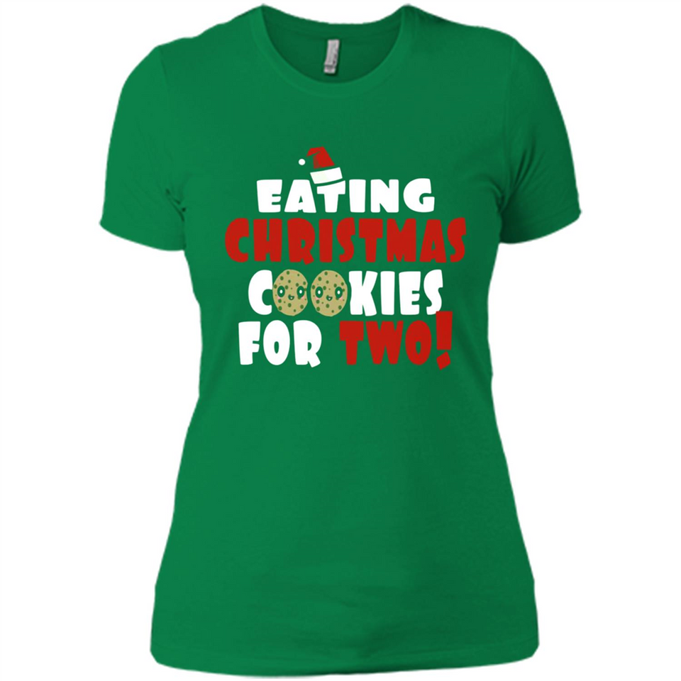 Womens Funny Eating Christmas Cookies For Two Pregnancy - Ladies' Boyfriend T-Shirt