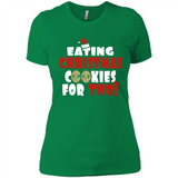 Womens Funny Eating Christmas Cookies For Two Pregnancy - Ladies' Boyfriend T-Shirt