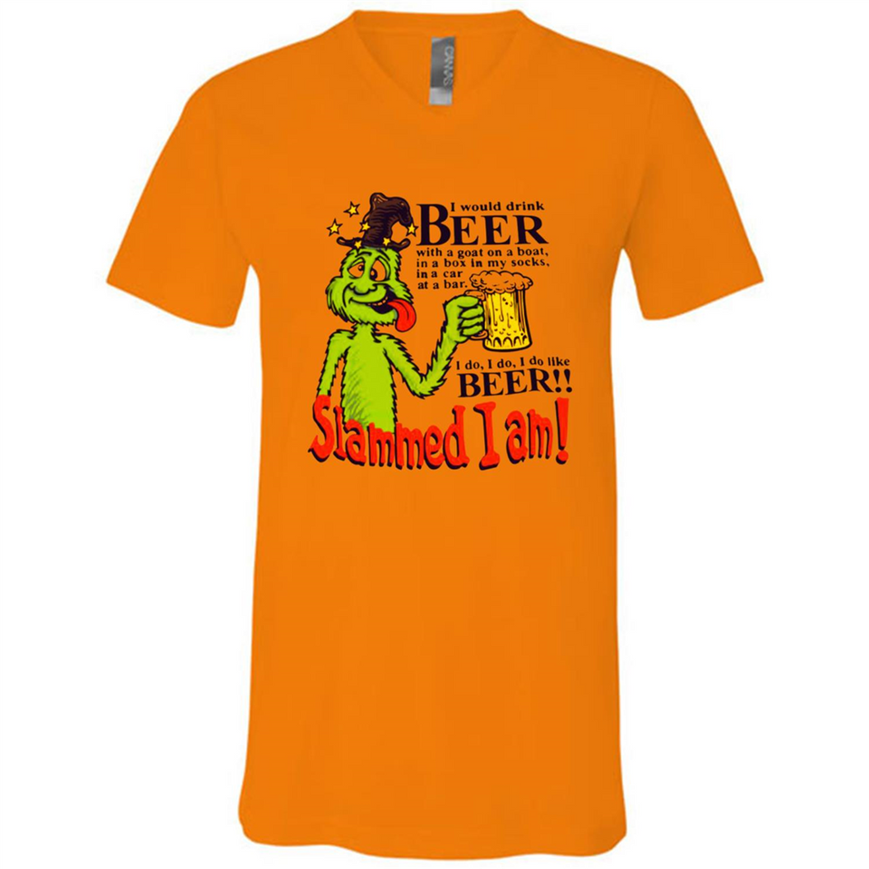 Slammed I Am I Would Drink Beer With A Goat On A Boat Shirt - Canvas Unisex V-Neck