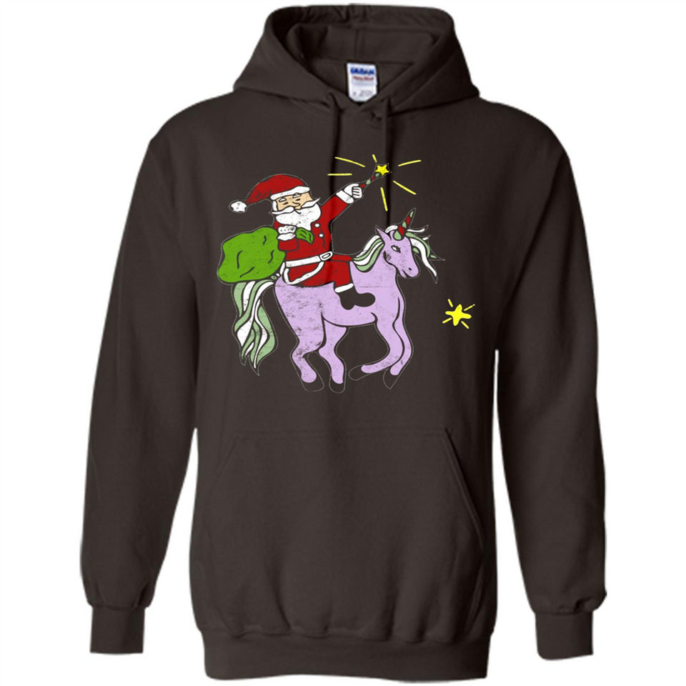 Distressed Retro Santa Riding Unicorn - Hoodie
