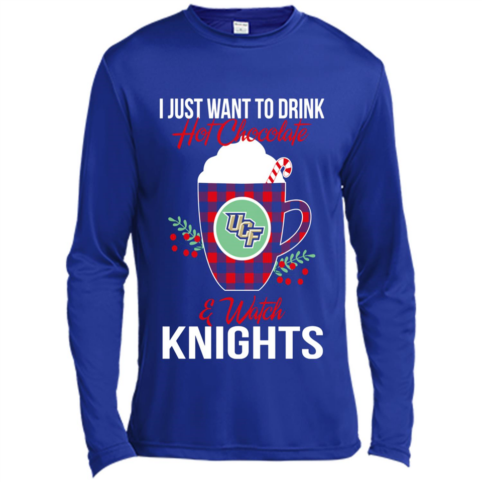 I Just Want To Drink Hot Chocolate & Watch UCF Knights Ugly Christmas Sweater PINGPONG