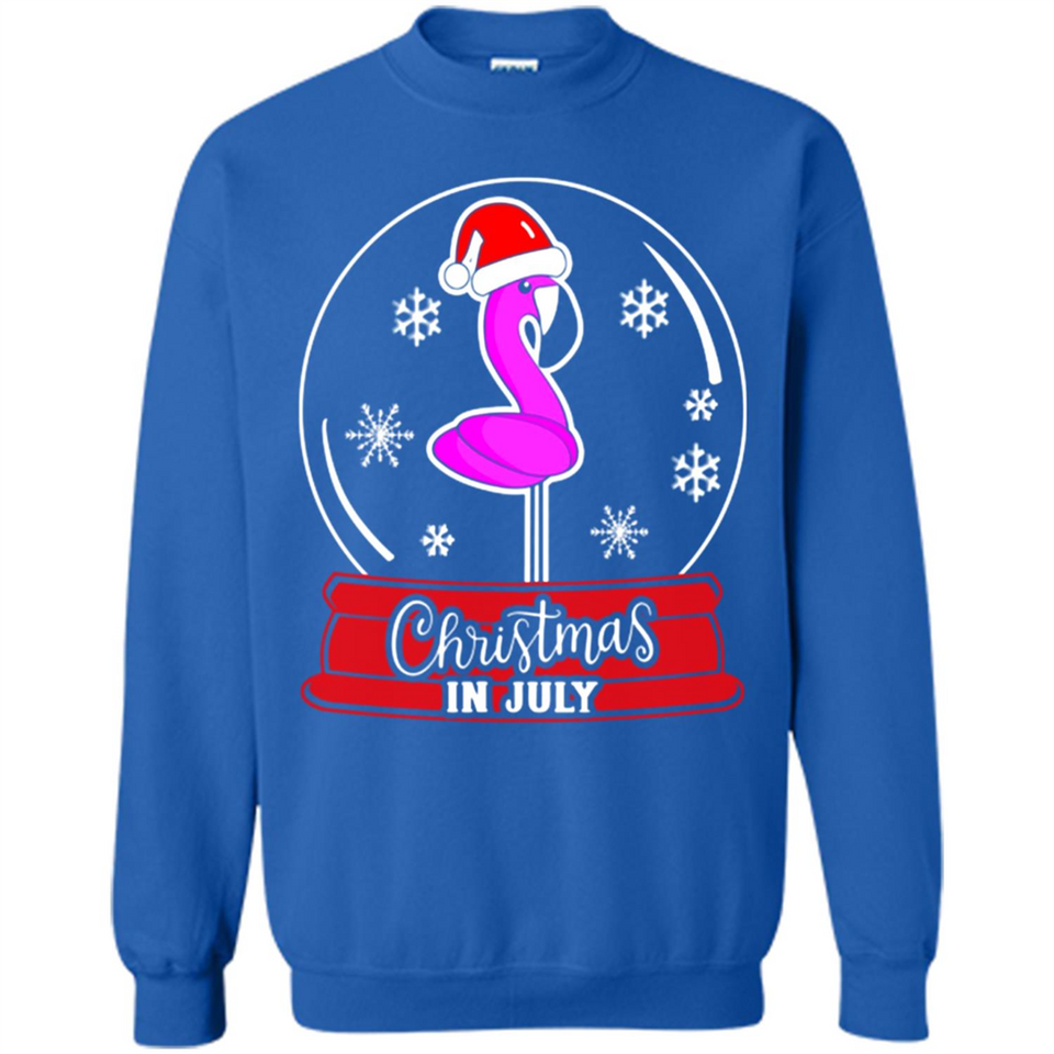 Christmas In July Flamingo Snow Globe Santa Hat - Sweatshirt