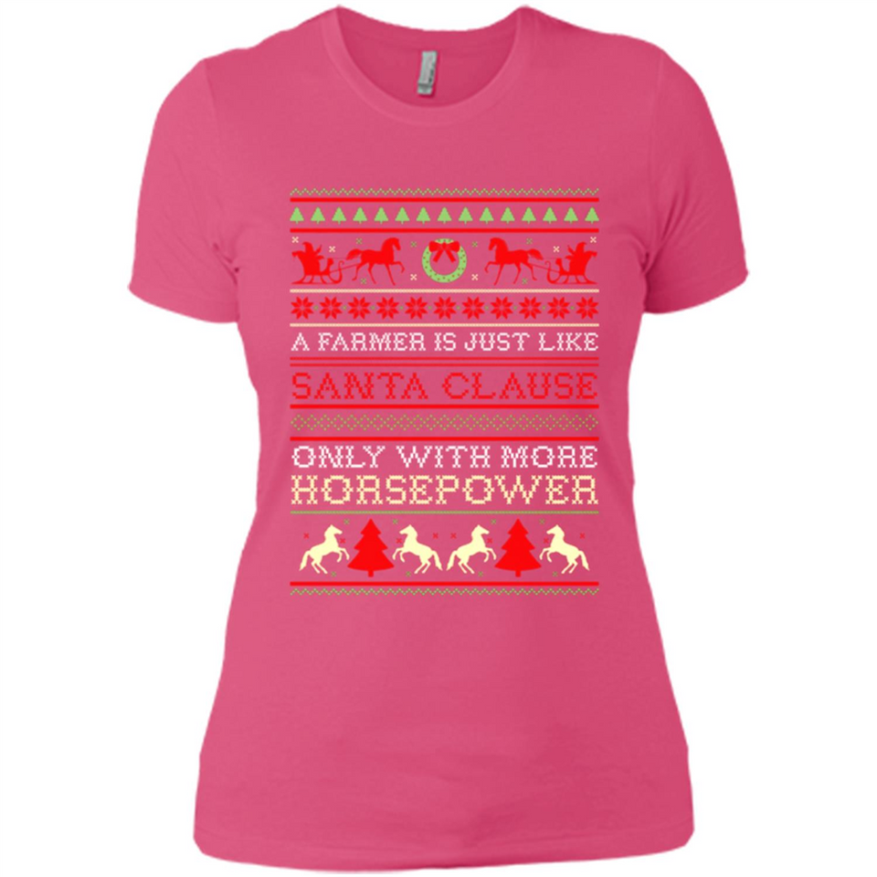 Funny Farmers Gift Ugly Santa Claus Horsepower - Ladies' Boyfriend T-Shirt