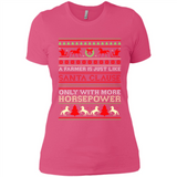 Funny Farmers Gift Ugly Santa Claus Horsepower - Ladies' Boyfriend T-Shirt