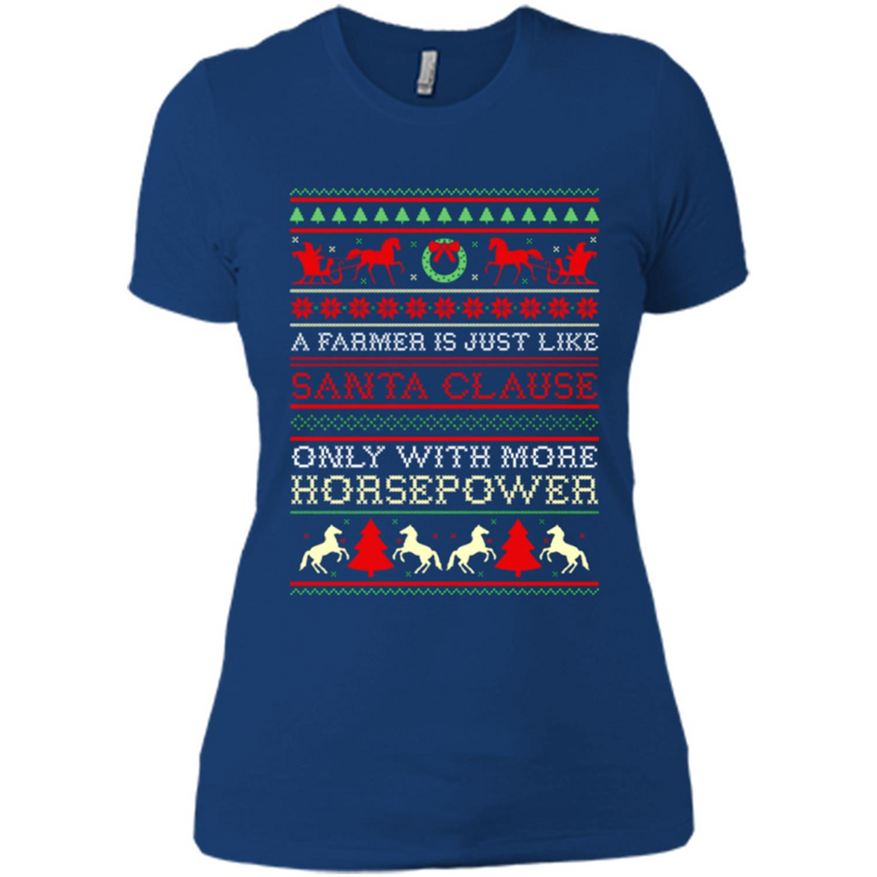 Funny Farmers Gift Ugly Santa Claus Horsepower - Ladies' Boyfriend T-Shirt