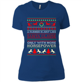 Funny Farmers Gift Ugly Santa Claus Horsepower - Ladies' Boyfriend T-Shirt