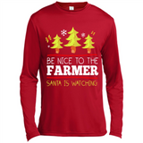 Be Nice to Farmer Santa Watching Christmas - Canvas Long Sleeve T-Shirt