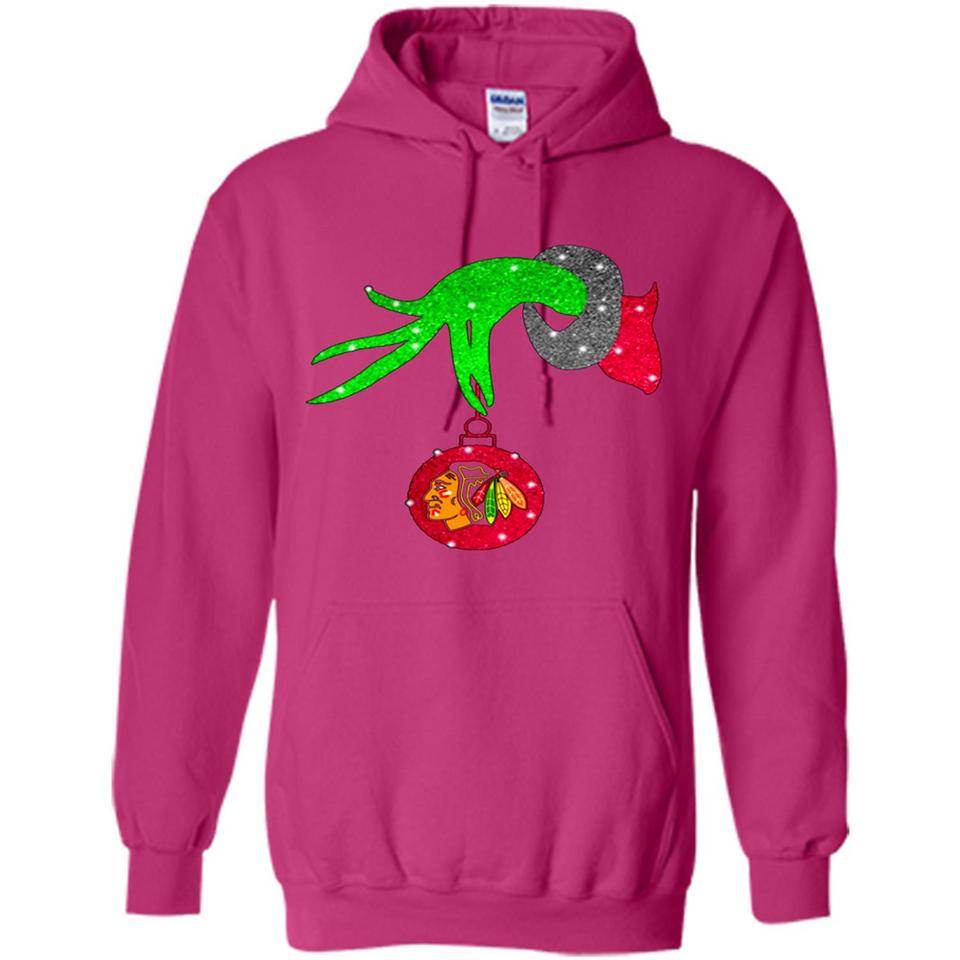 GRINCH HAND HOLDING CHICAGO BLACKHAWKS GLITTER CHRISTMAS PINGPONG