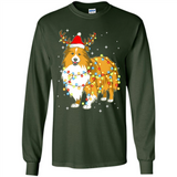 Christmas Lights Shetland Sheepdog Wearing Santa Hat Funny Xmas - Long Sleeve T-Shirt