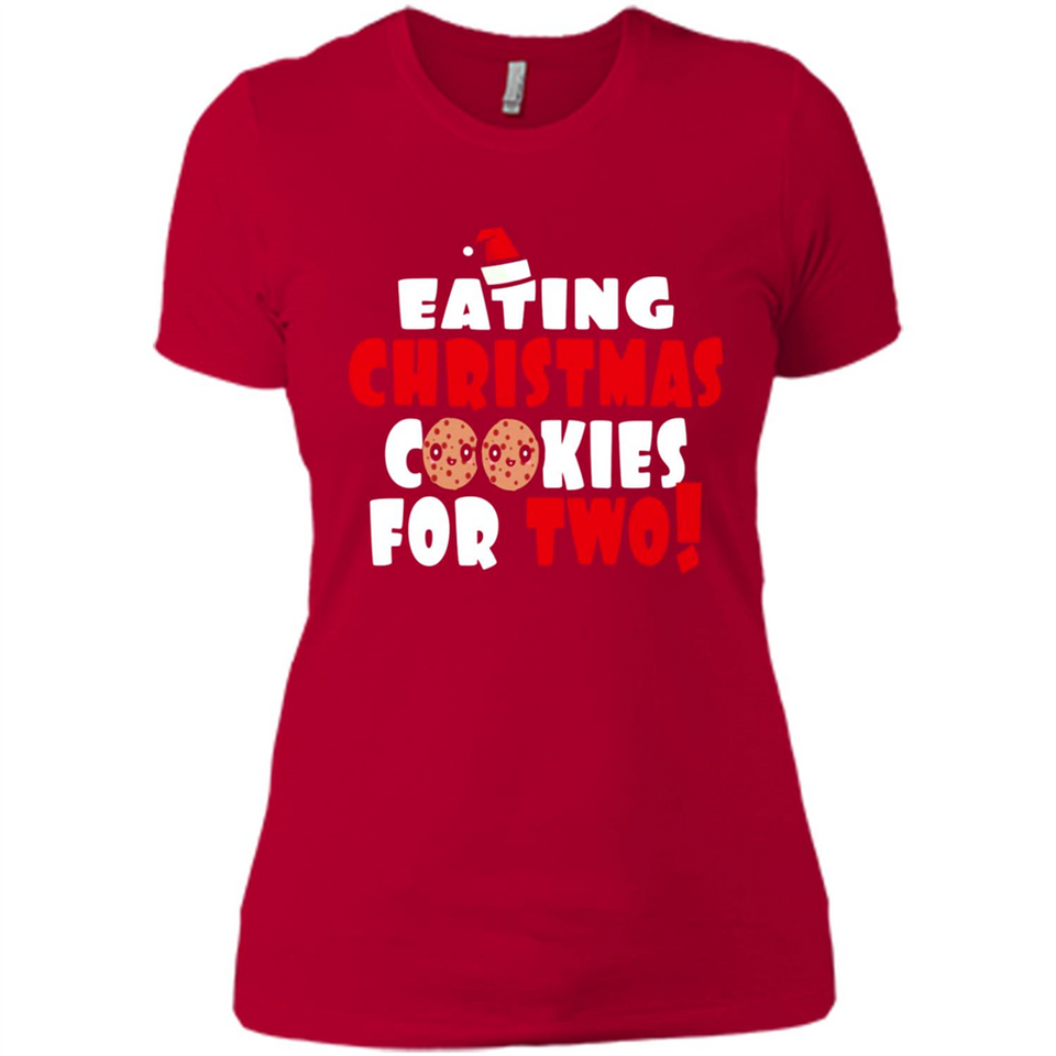 Womens Funny Eating Christmas Cookies For Two Pregnancy - Ladies' Boyfriend T-Shirt