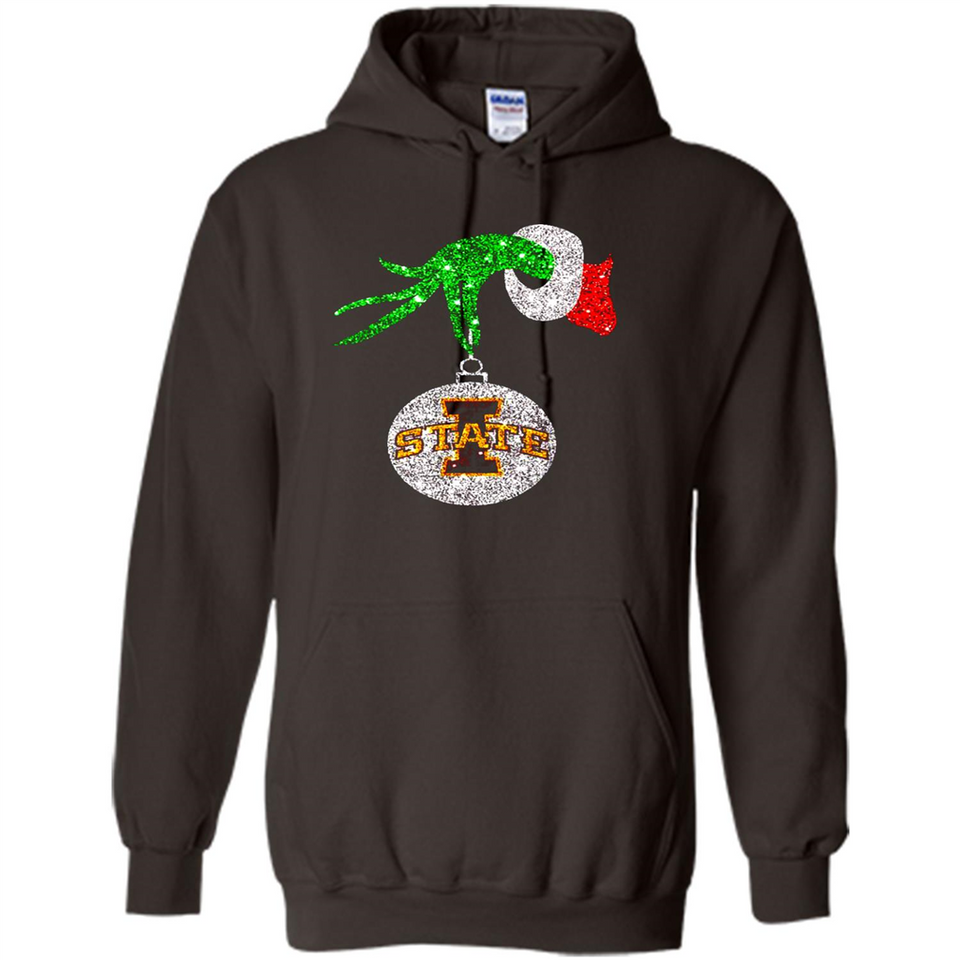 Amazing Iowa State Cyclones Glitter Grinch Monogram Ornament Christmas Gift - Hoodie