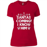 Santa's Coming I Know Him Shirt Santa Ugly Christmas T-Shirt Funny Santa Christmas