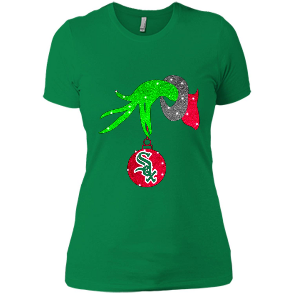 GRINCH HAND HOLDING CHICAGO WHITE SOX GLITTER CHRISTMAS PINGPONG