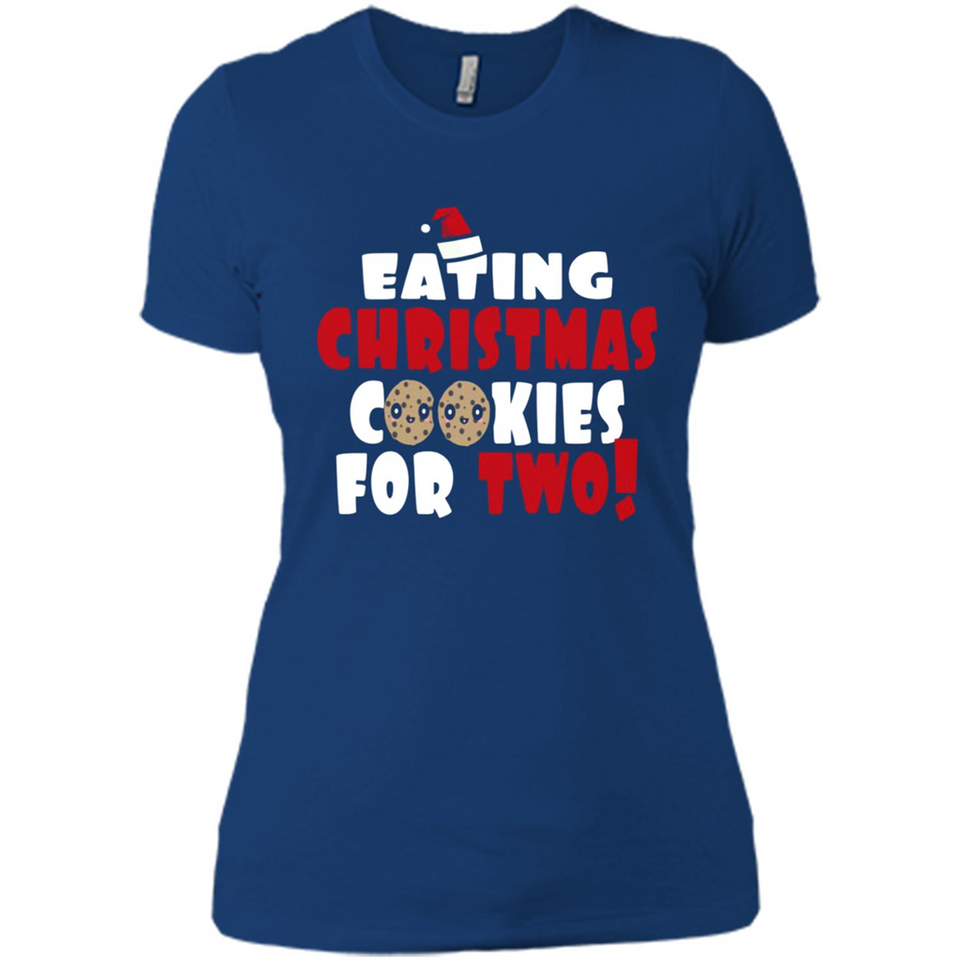 Womens Funny Eating Christmas Cookies For Two Pregnancy - Ladies' Boyfriend T-Shirt