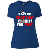 Womens Funny Eating Christmas Cookies For Two Pregnancy - Ladies' Boyfriend T-Shirt