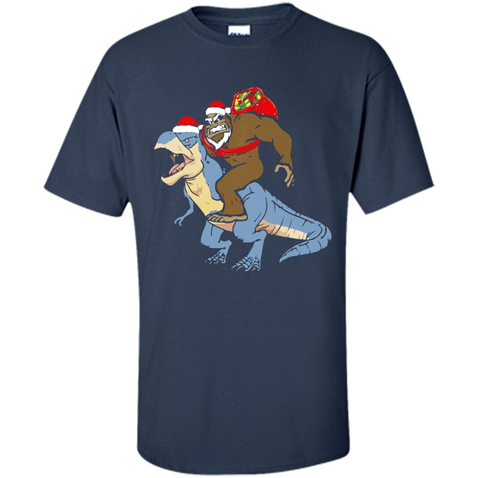 Bigfoot Riding Dinosaurus T-Shirt Funny Bigfoot Santa - Shirt