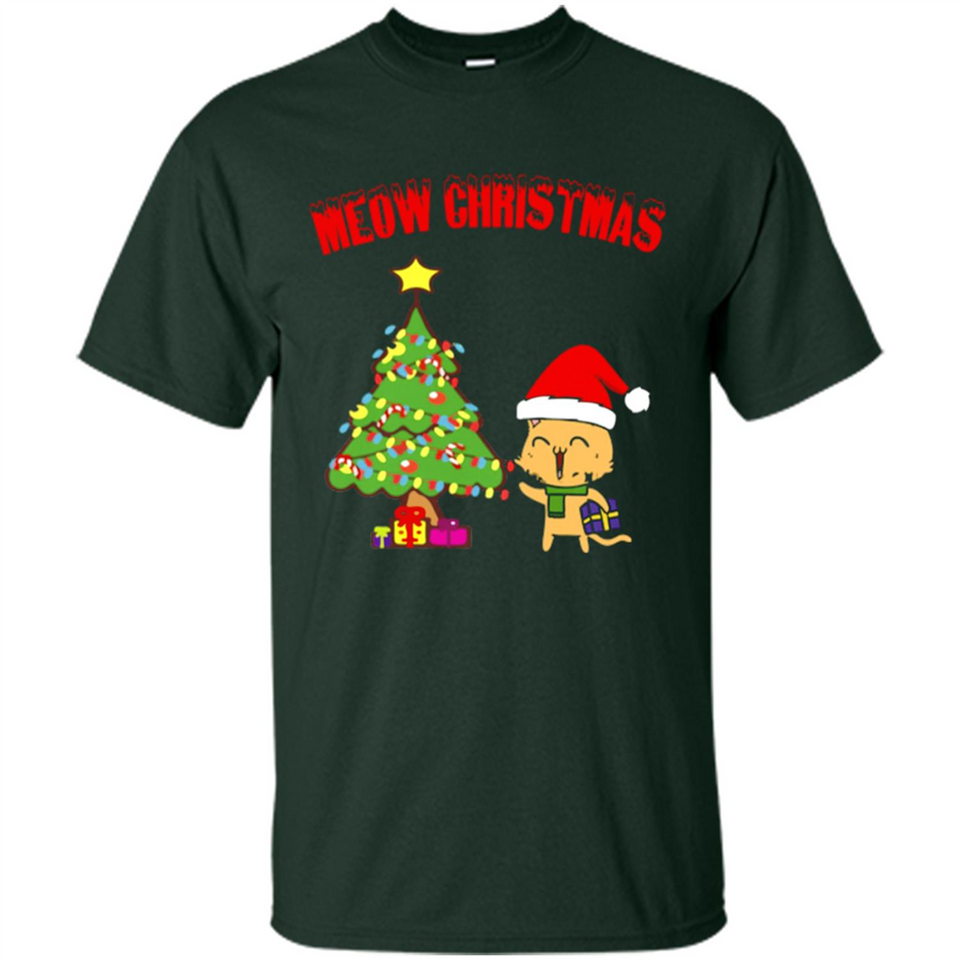 Meow merry christmas- cat and pine merry christmas - Shirt
