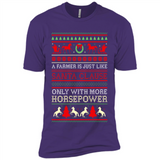Funny Farmers Gift Ugly Santa Claus Horsepower - Premium Short Sleeve T-Shirt