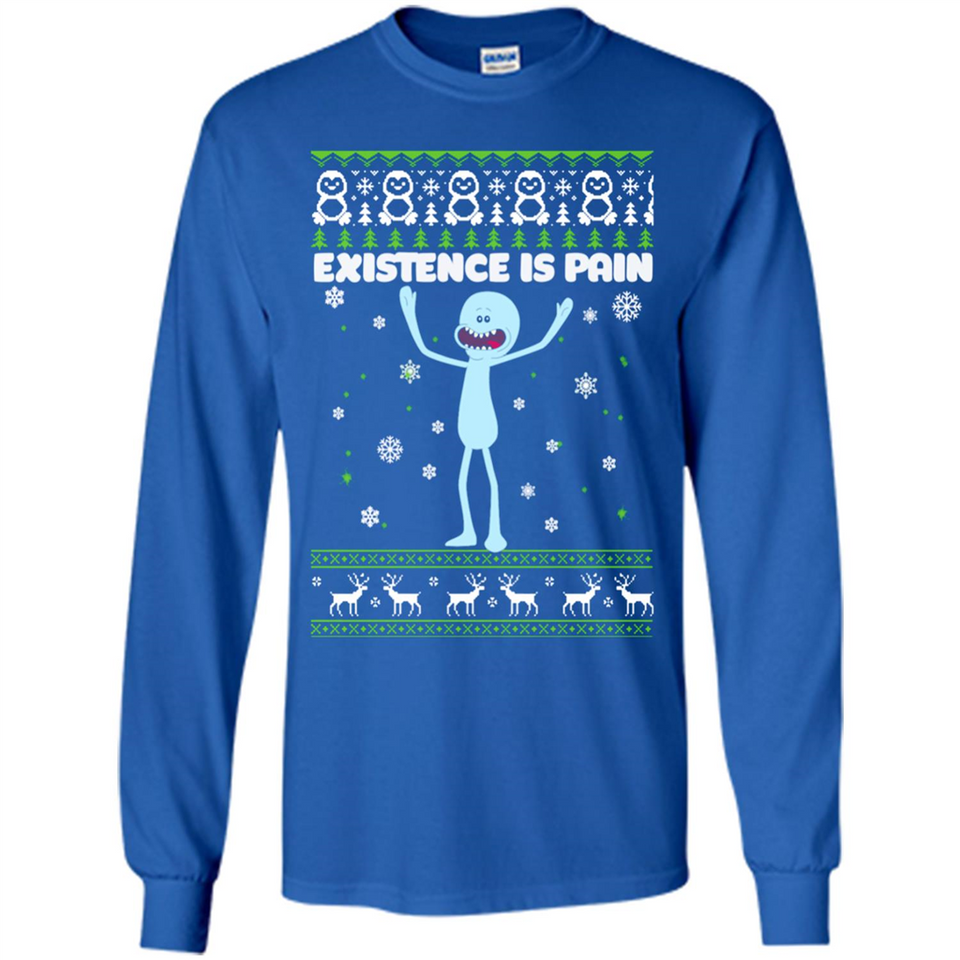 Mr Meeseeks Xistence Is Pain Ugly Christmas - Long Sleeve T-Shirt