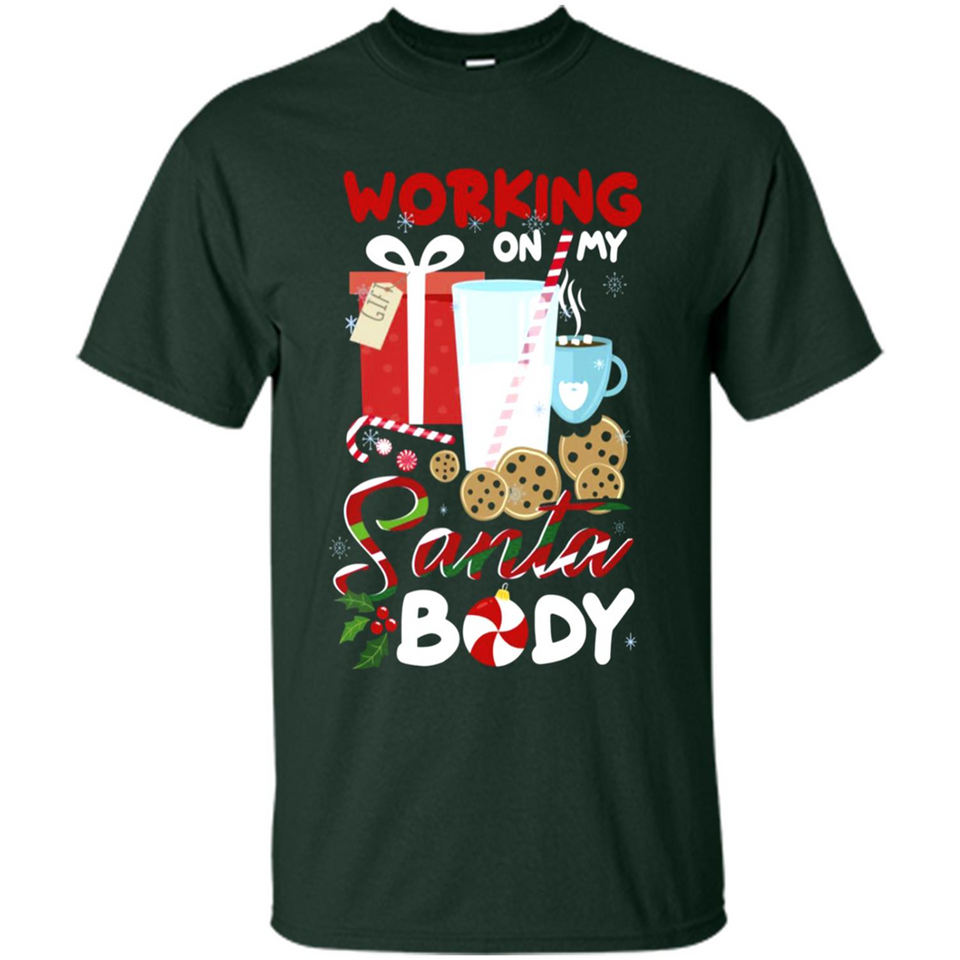 Working On My Santa Body Funny Christmas Gift Sleeve Xmas - Shirt