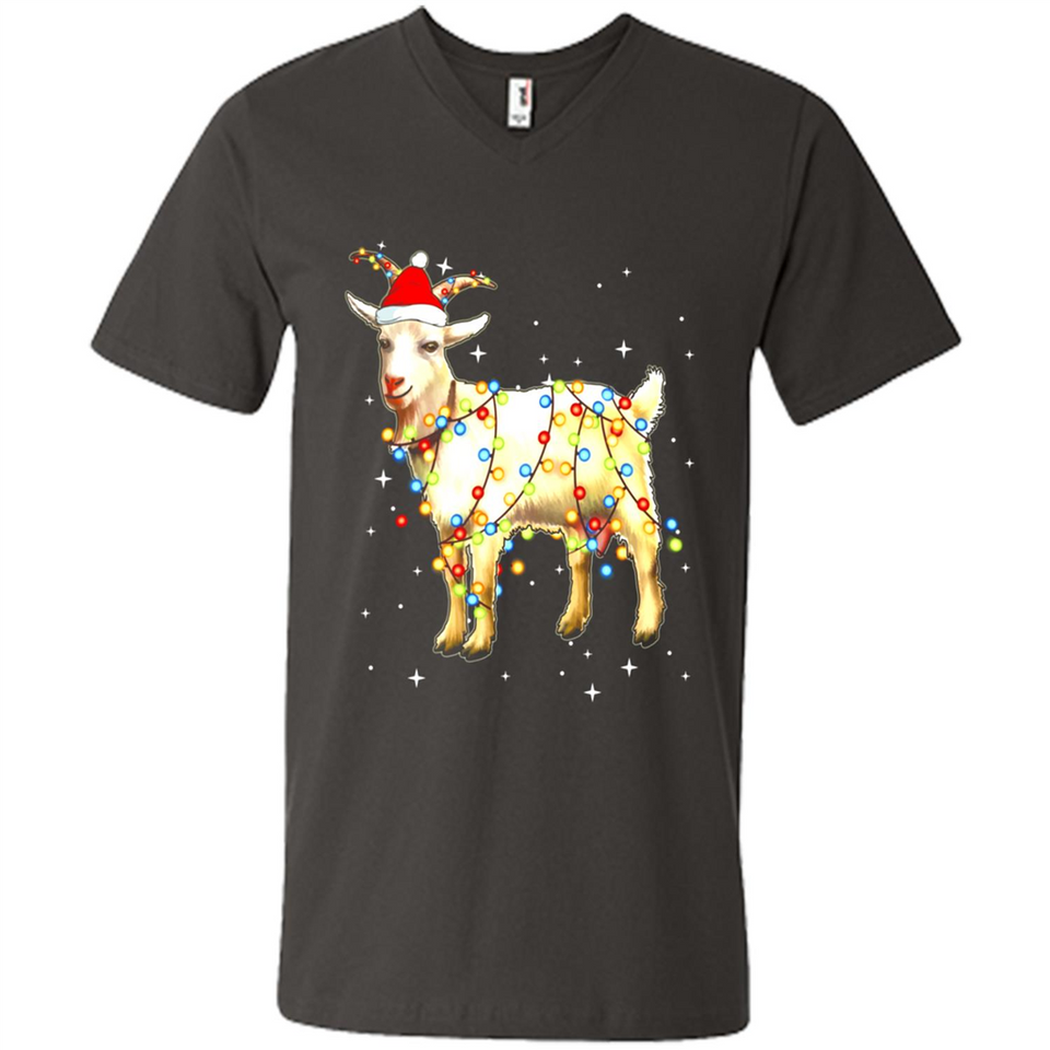 Christmas Lights Goat Wearing Santa Hat Funny Xmas - Men's V-Neck