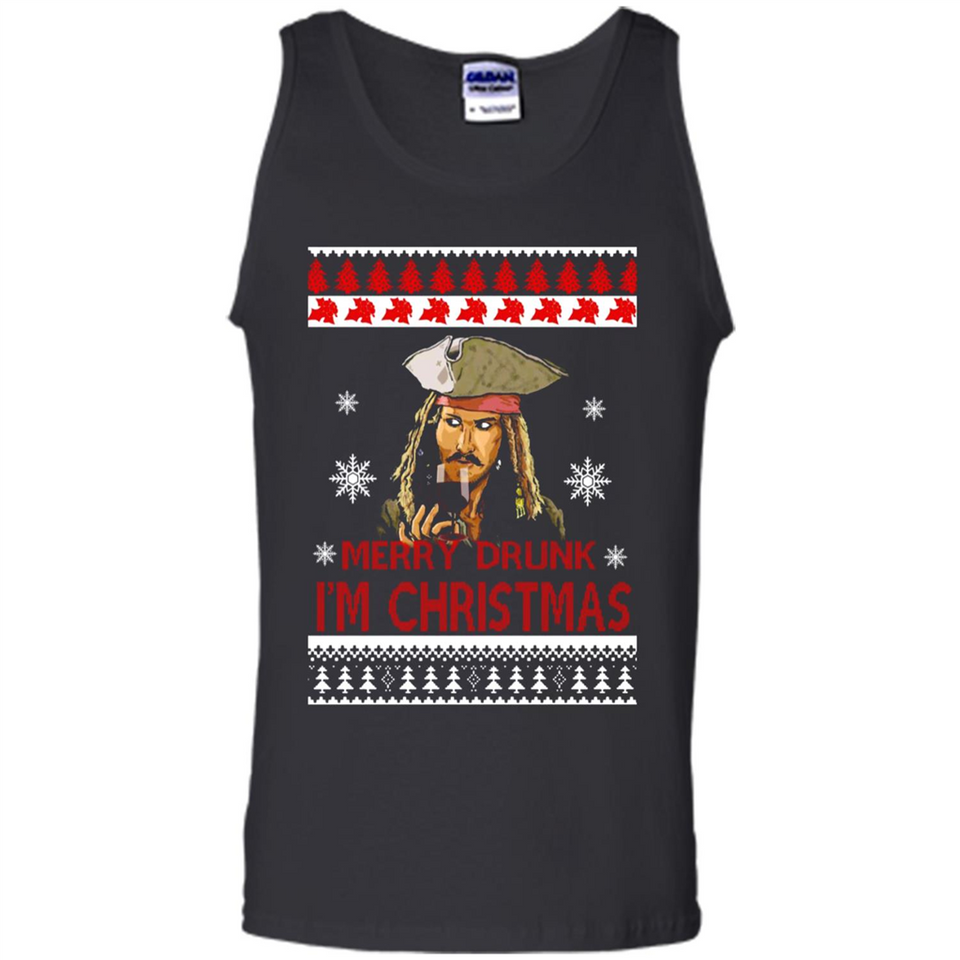 Jack sparrow Merry Drunk I'm Christmas - Tank Top