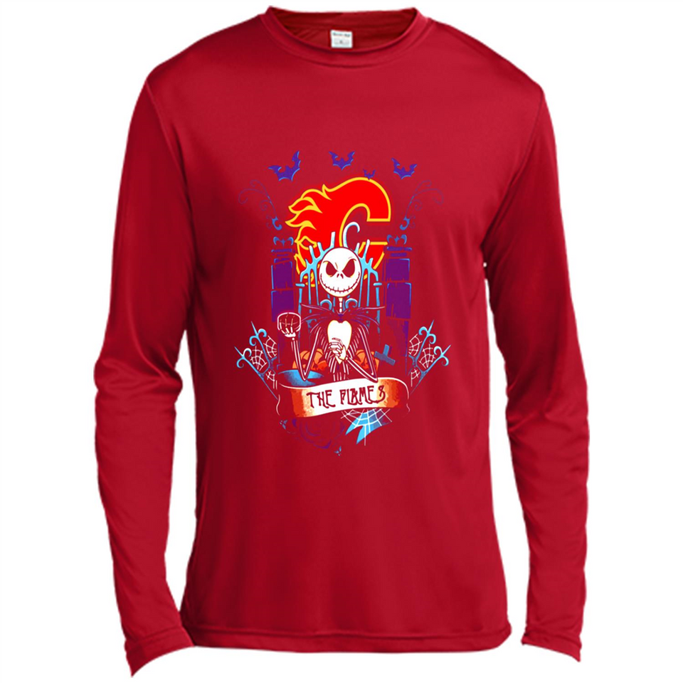 Calgary Flames Halloween The Nightmare Before Christmas - Canvas Long Sleeve T-Shirt