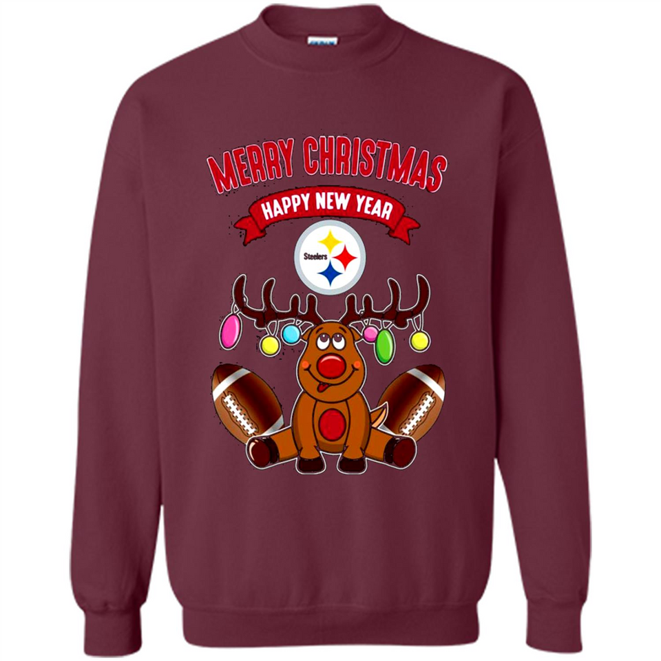 Pittsburgh Steelers NFL Reindeer Funny Merry Christmas And Happy New Year