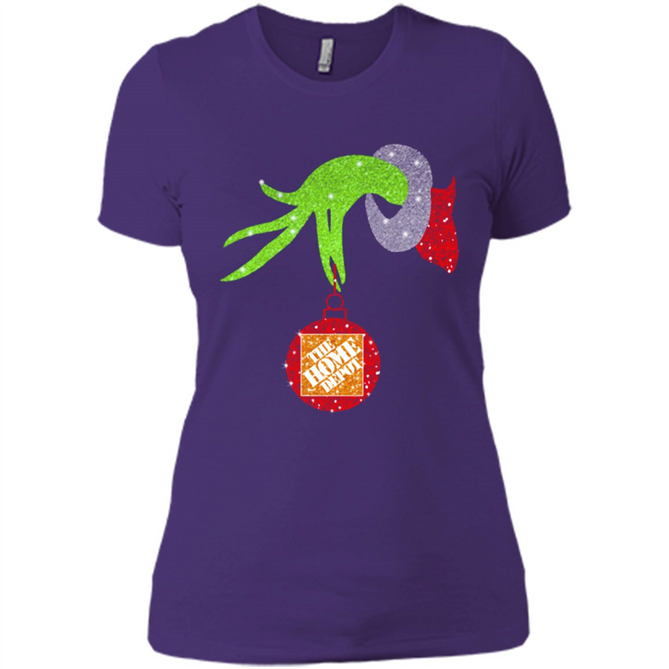 Grinch hand holding Logo HomeDepot Glitter Christmas - Ladies' Boyfriend T-Shirt