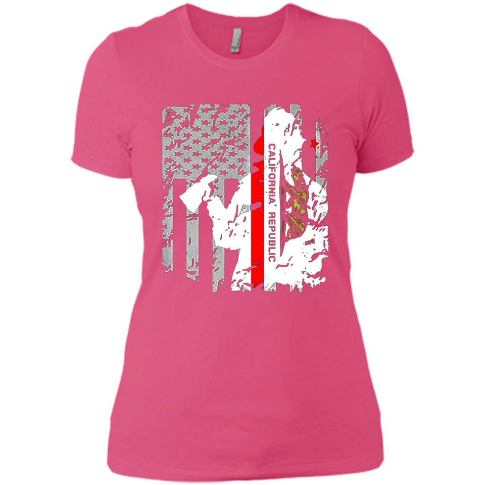 Paradise California Firefighter Thin Red Line Funds Youth T-Shirt PINGPONG - Ladies' Boyfriend T-Shirt