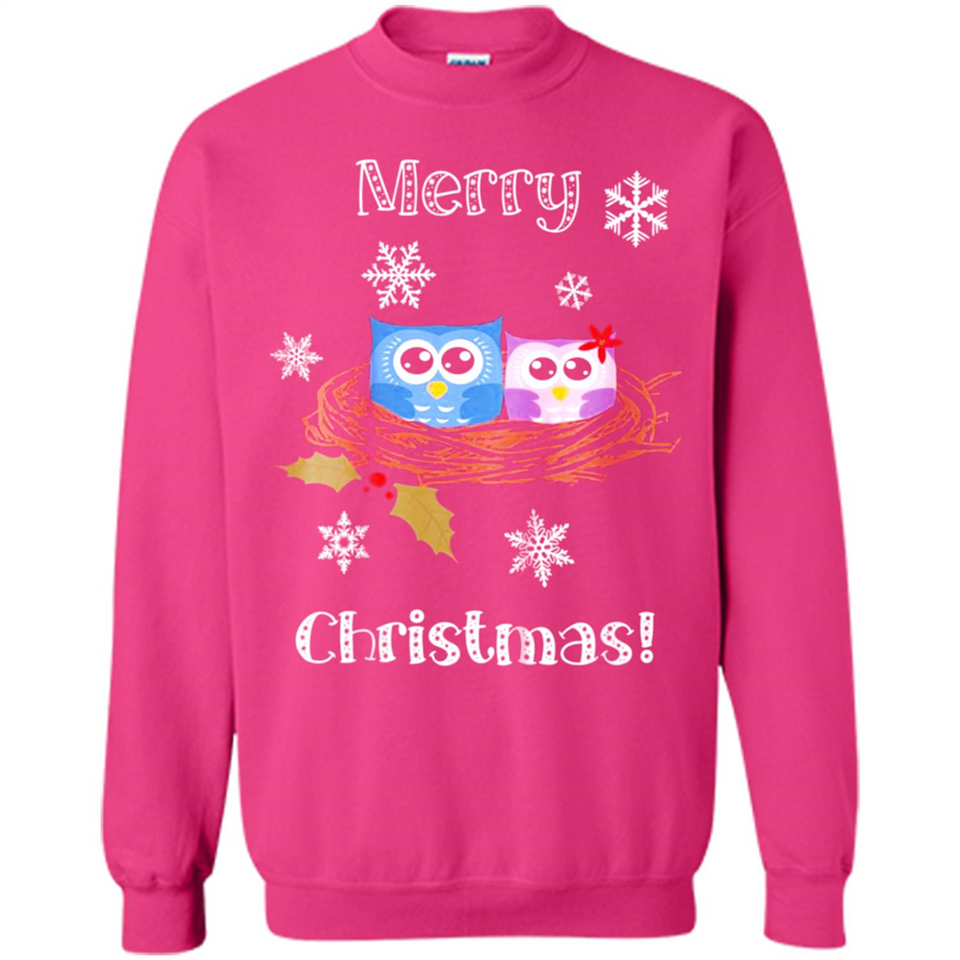 Cute Christmas Shirt Merry Christmas Snowflakes Owls Nest