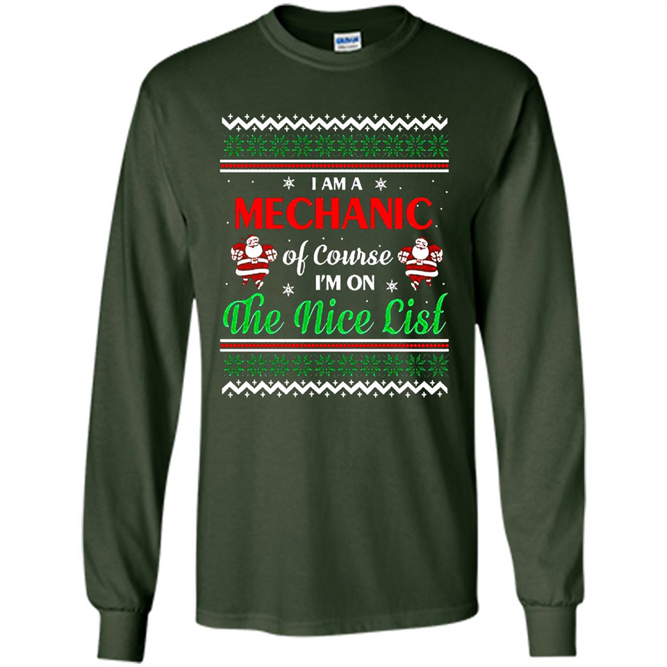 Funny Ugly Christmas T-Shirt Gift for Mechanic - Long Sleeve T-Shirt