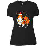 Christmas Lights Shetland Sheepdog Wearing Santa Hat Funny Xmas Mug - Ladies' Boyfriend T-Shirt