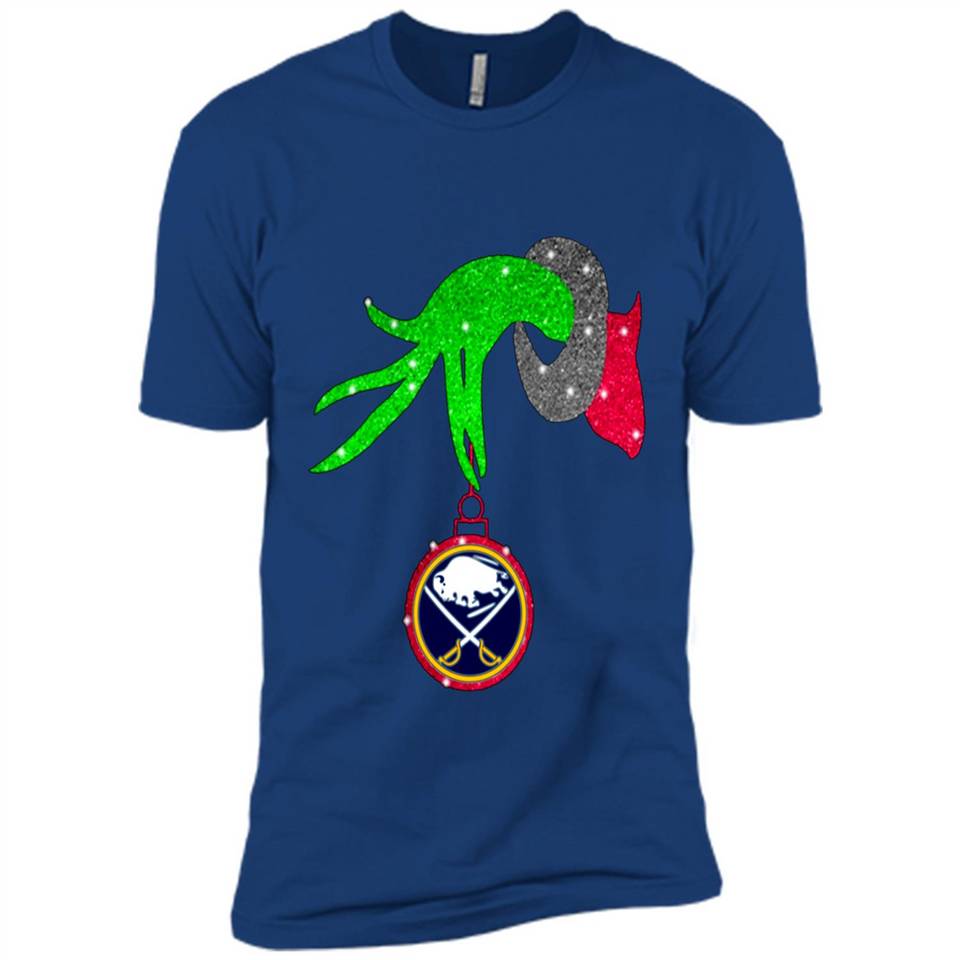 GRINCH HAND HOLDING BUFFALO SABRES GLITTER CHRISTMAS PINGPONG