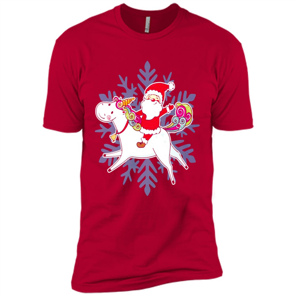 Unicorn And Santa Christmas 1 - Premium Short Sleeve T-Shirt