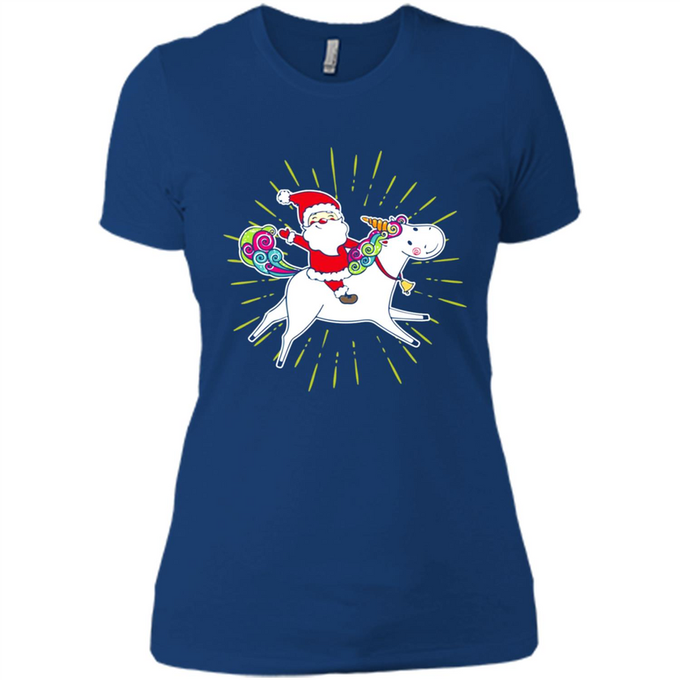 Unicorn And Santa Christmas - Ladies' Boyfriend T-Shirt