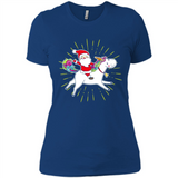 Unicorn And Santa Christmas - Ladies' Boyfriend T-Shirt
