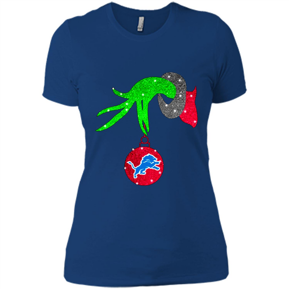 GRINCH HAND HOLDING DETROIT LIONS GLITTER CHRISTMAS PINGPONG