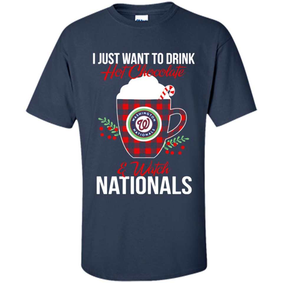 I Just Want To Drink Hot Chocolate & Watch Washington Nationals Ugly Christmas Sweater PINGPONG