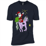 Distressed Retro Santa Riding Unicorn - Premium Short Sleeve T-Shirt