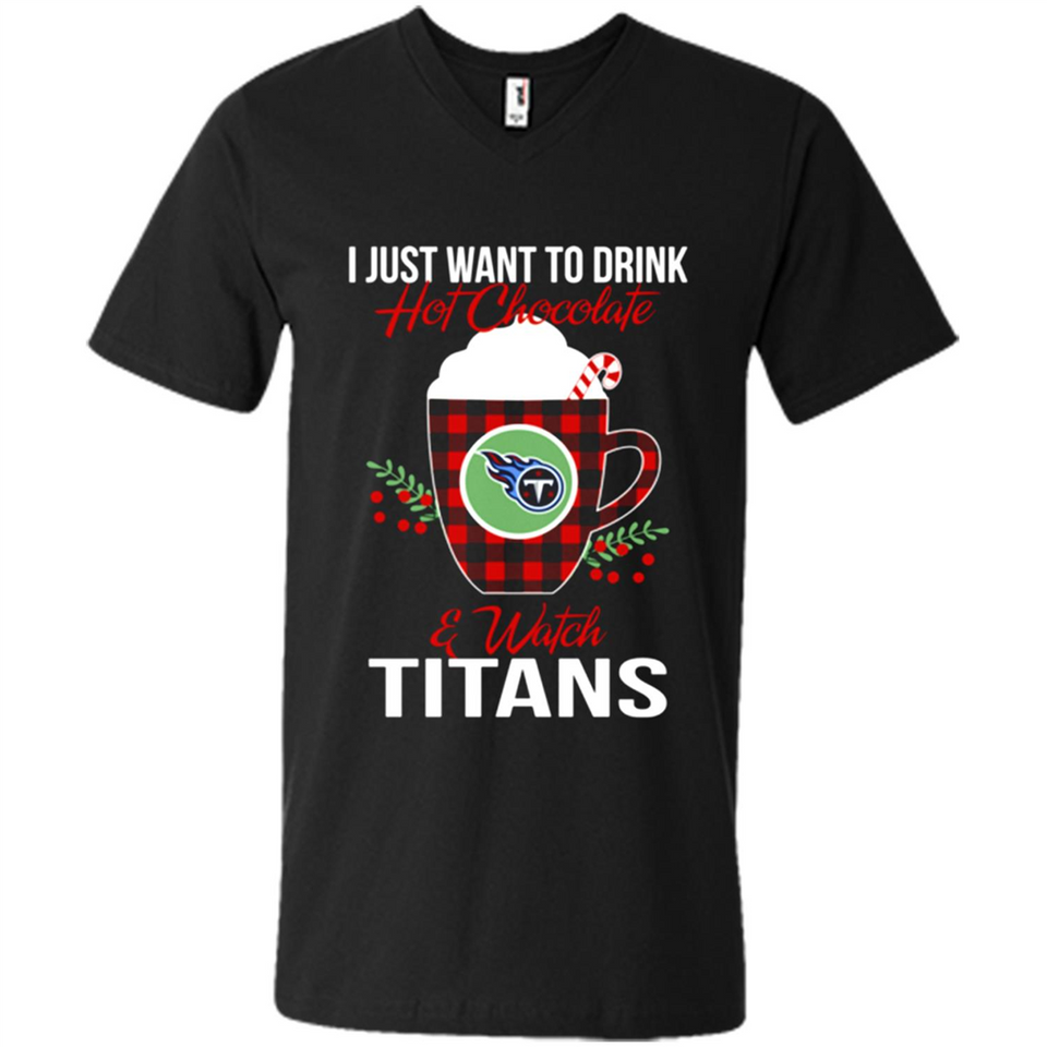 I Just Want To Drink Hot Chocolate & Watch Tennessee Titans Ugly Christmas Sweater PINGPONG