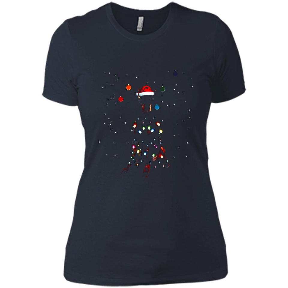 Doberman Santa Lights Christmas Dog Xmas Sweatshirt - Ladies' Boyfriend T-Shirt