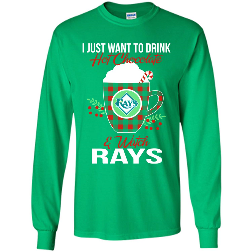 I Just Want To Drink Hot Chocolate & Watch Tampa Bay Rays Ugly Christmas Sweater PINGPONG