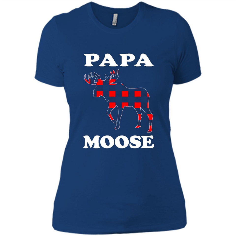 Papa Moose Funny Christmas Plaid Buffalo T-Shirt - Ladies' Boyfriend T-Shirt