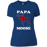 Papa Moose Funny Christmas Plaid Buffalo T-Shirt - Ladies' Boyfriend T-Shirt