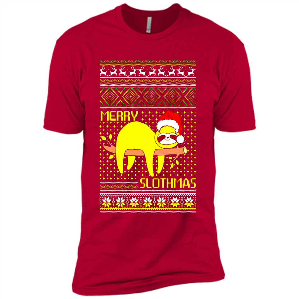 Merry Slothmas Sloth Christmas Sweater PINGPONG - Premium Short Sleeve T-Shirt
