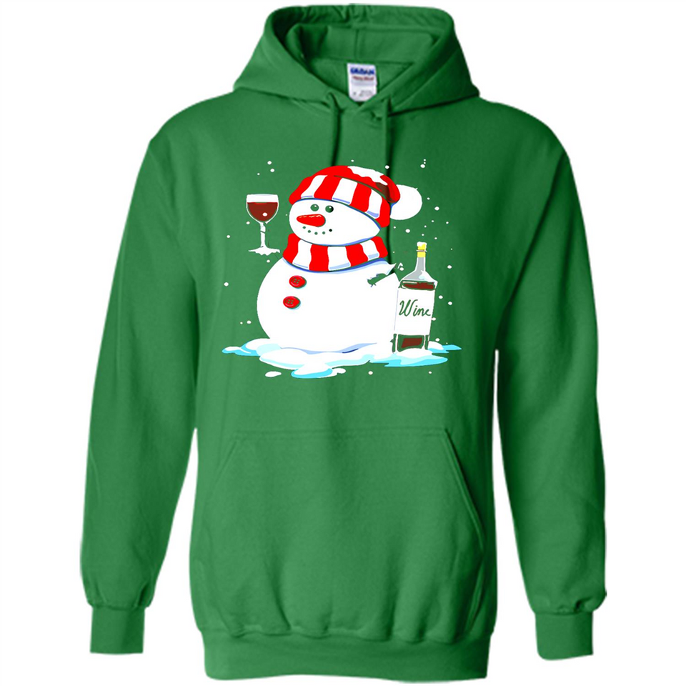 Cute Snowman drink Red Wine Christmas T-Shirt - Hoodie