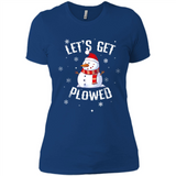 Let's Get Plowed Funny Christmas Snowman - Ladies' Boyfriend T-Shirt