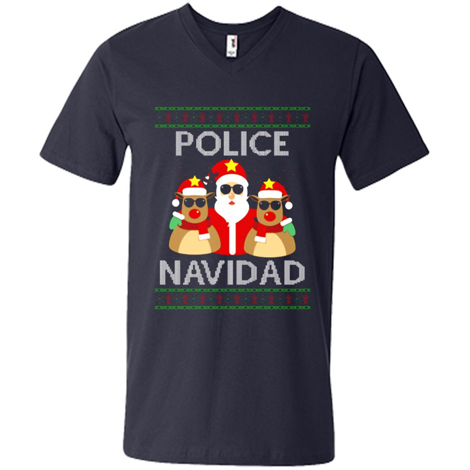 FUNNY POLICE NAVIDAD T-SHIRT Santa Christmas Party - Men's V-Neck
