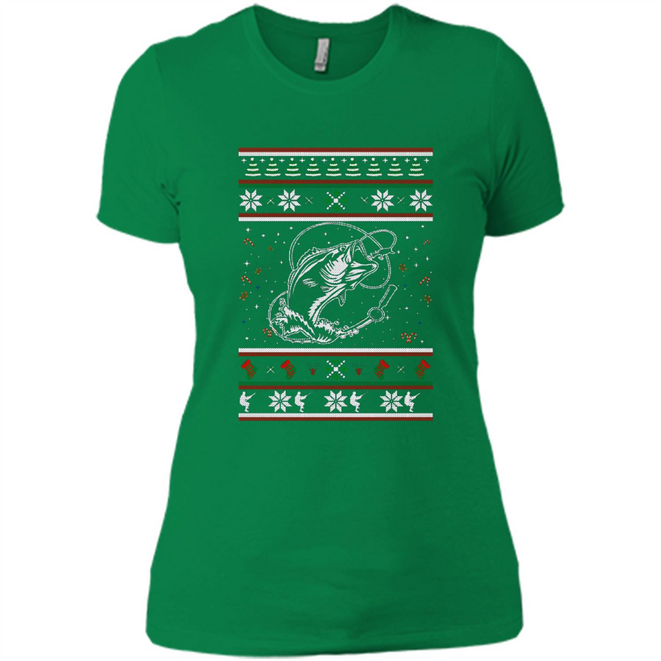 Christmas Ugly Sweater Fishing Ugly Christmas Sweater - Ladies' Boyfriend T-Shirt